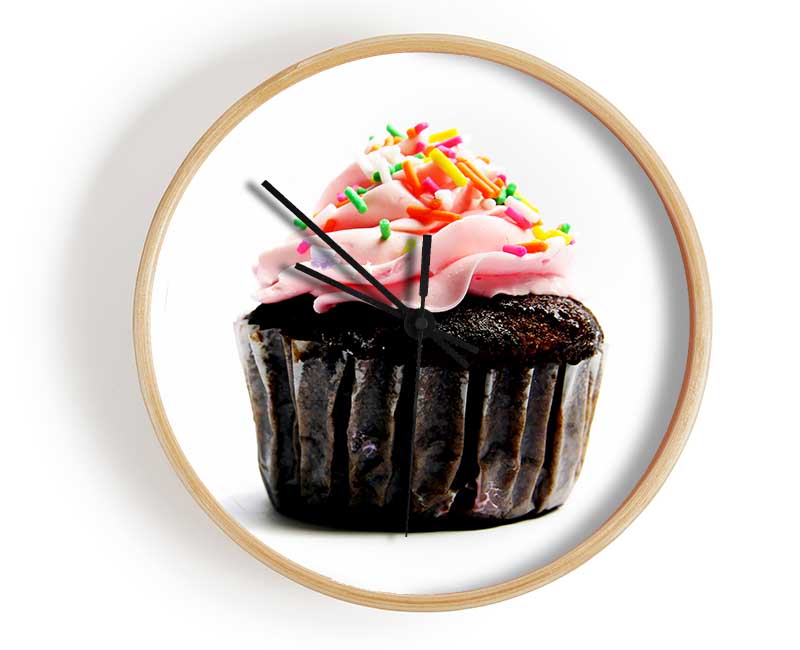 Chocolate Pink Cupcake Clock - Wallart-Direct UK