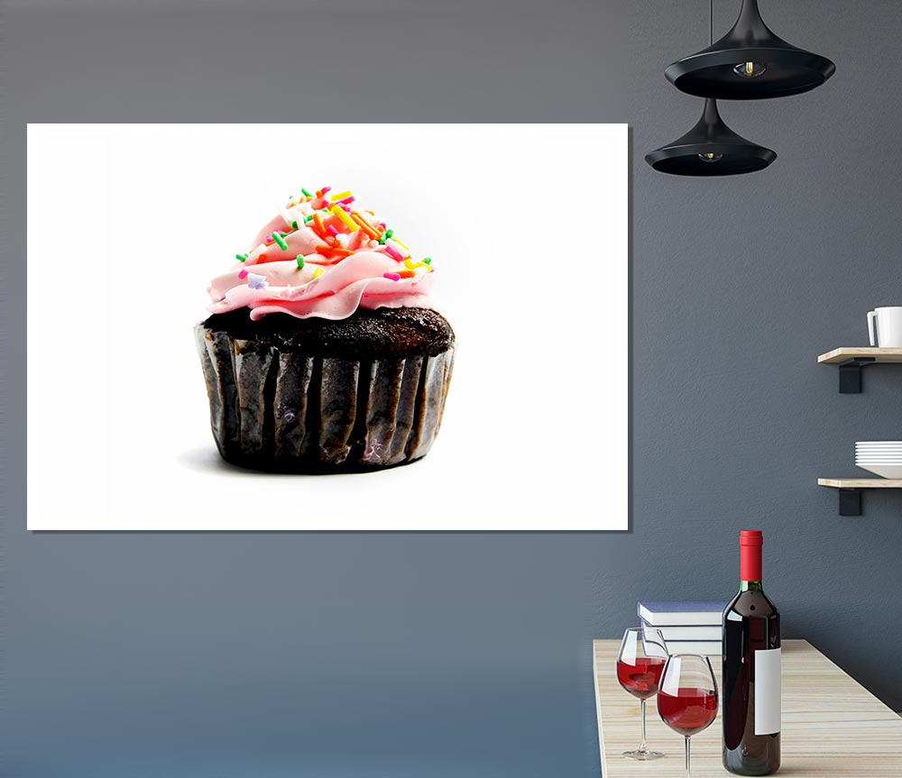 Chocolate Pink Cupcake Print Poster Wall Art