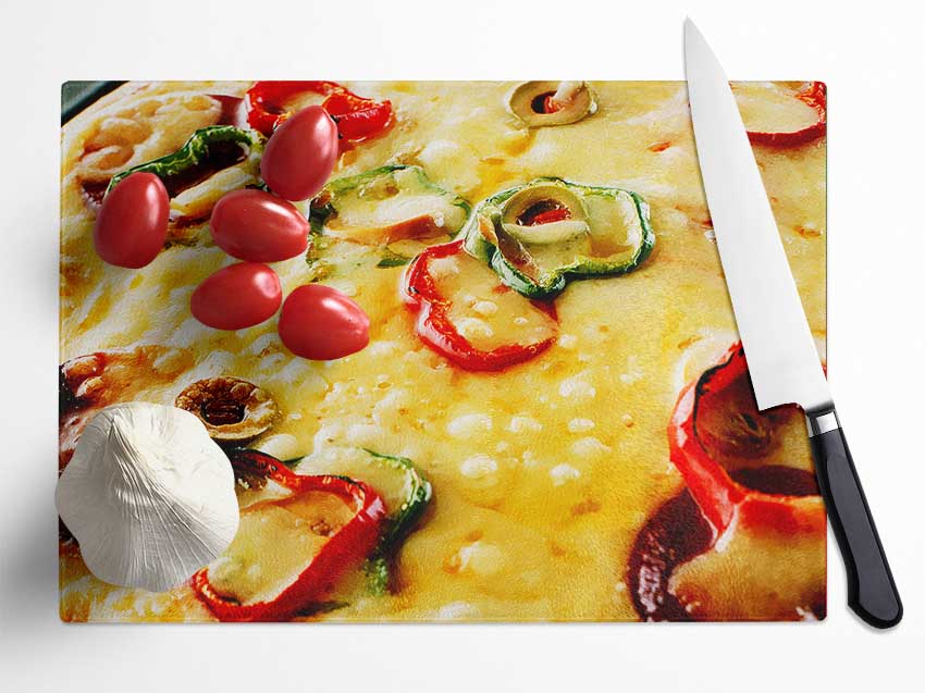 Nothing But Pizza Glass Chopping Board