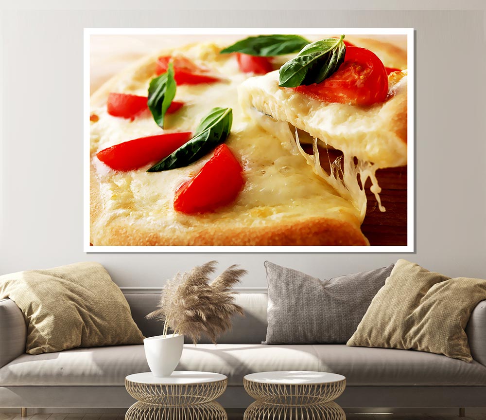 Cheese And Tomato Pizza Print Poster Wall Art