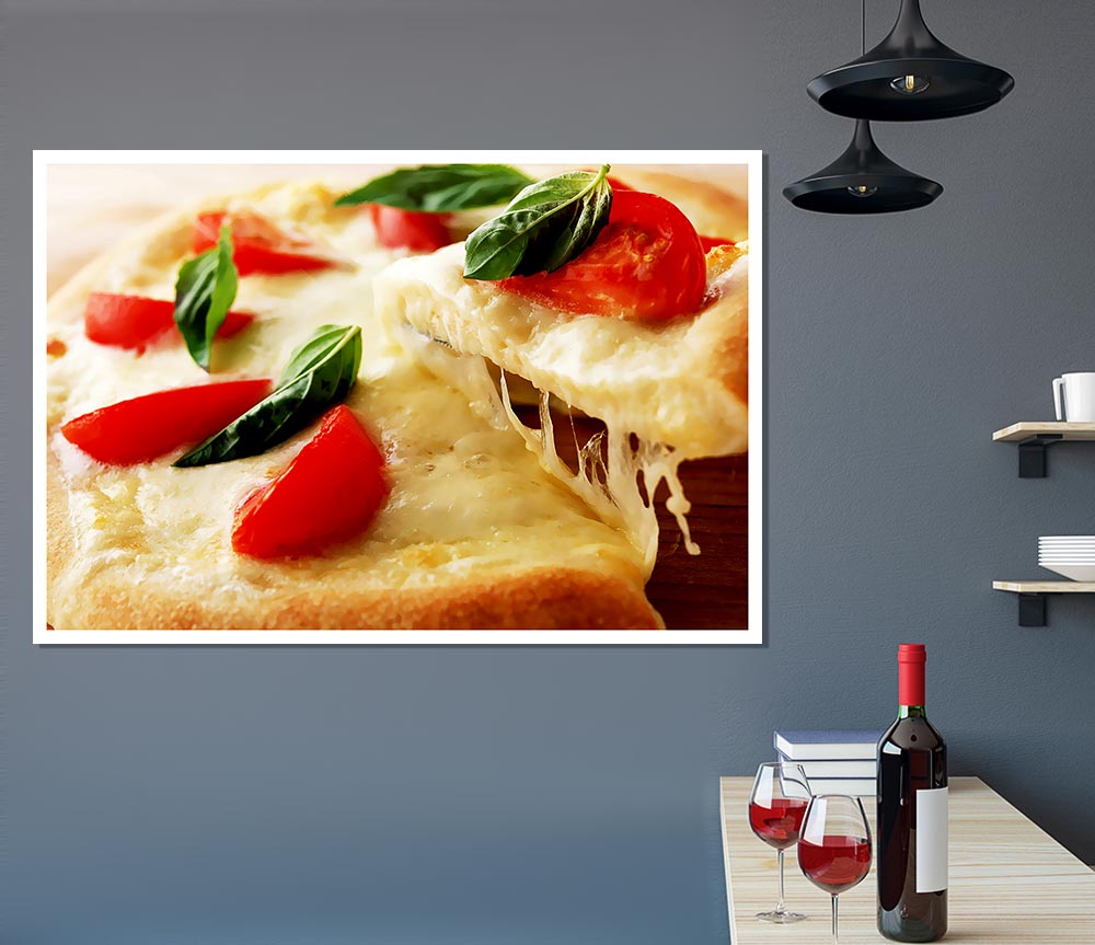 Cheese And Tomato Pizza Print Poster Wall Art