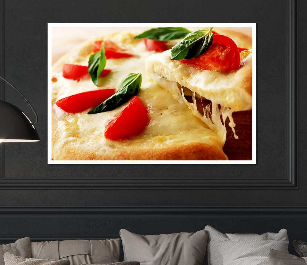 Cheese And Tomato Pizza Print Poster Wall Art