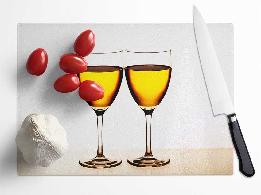 White Wine Duo Glass Chopping Board