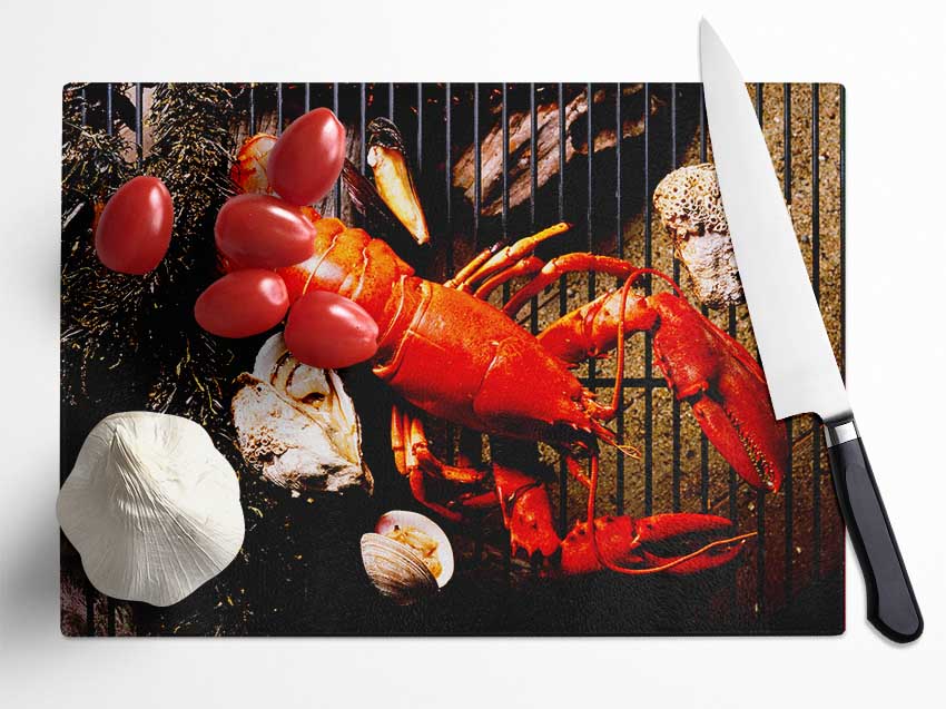 Lobster Barbeque Glass Chopping Board