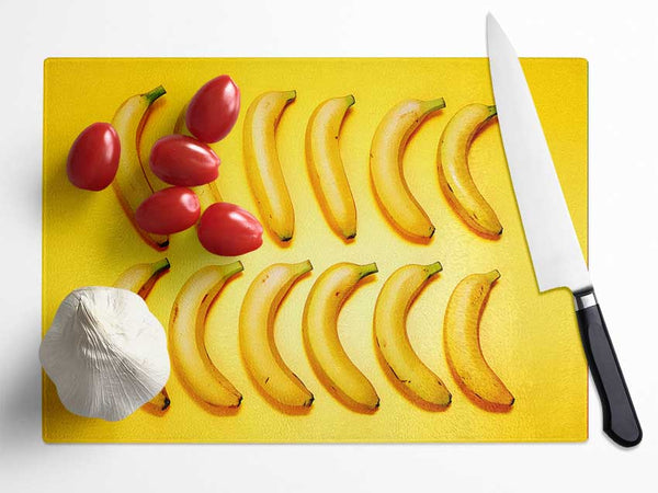 Banana Line-Up Glass Chopping Board