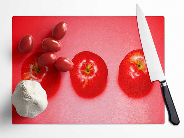 Red Apple Trio Glass Chopping Board