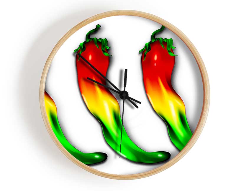 Chilli Trio Clock - Wallart-Direct UK