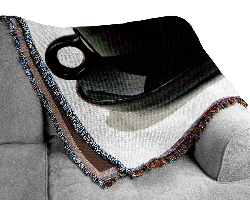 Black Coffee With Beans Woven Blanket