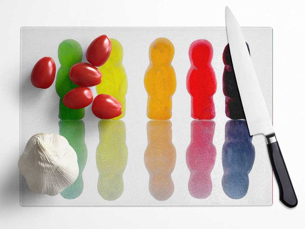 Jelly Baby March Glass Chopping Board