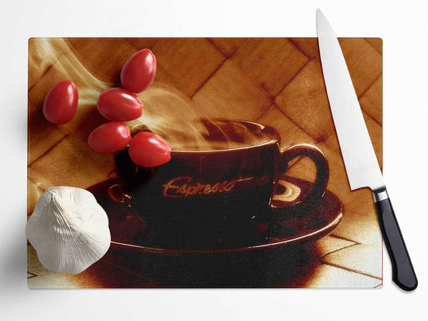 Steamy Coffee Glass Chopping Board