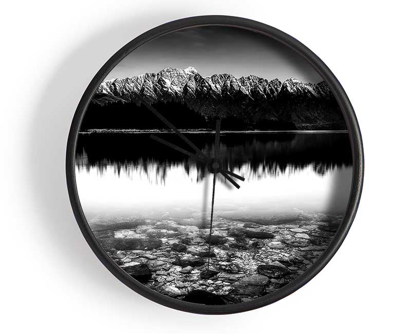 Mountain Ridge Monochrome Clock - Wallart-Direct UK