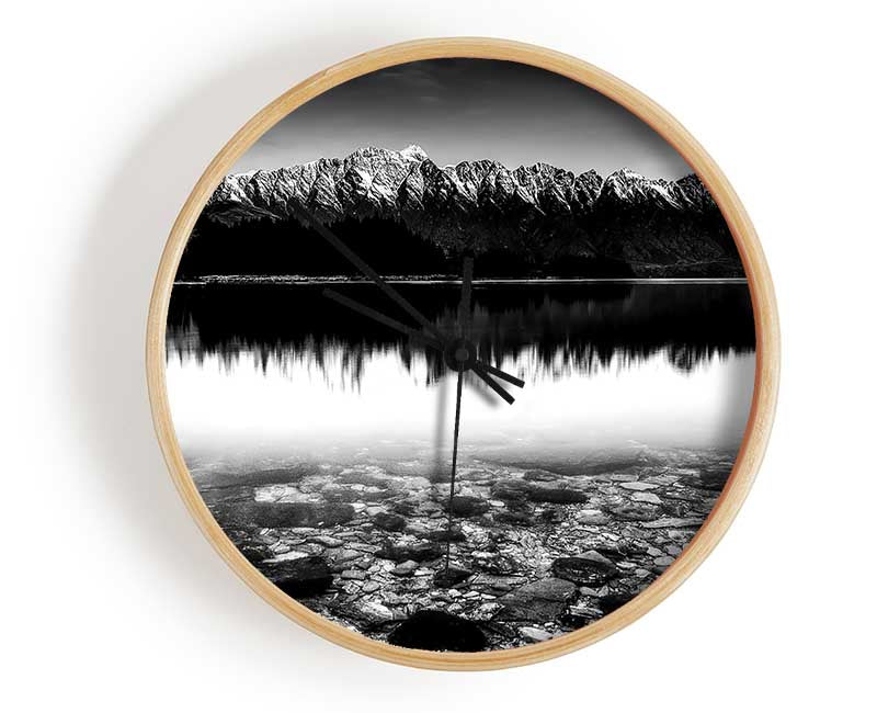 Mountain Ridge Monochrome Clock - Wallart-Direct UK