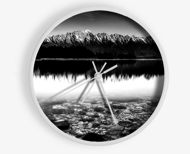 Mountain Ridge Monochrome Clock - Wallart-Direct UK