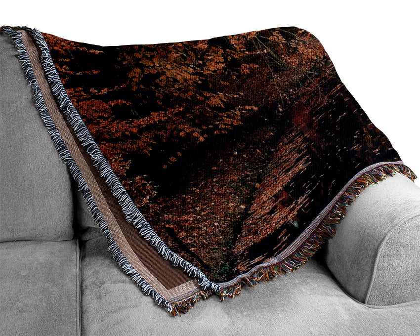 Lake In Autumn Woven Blanket