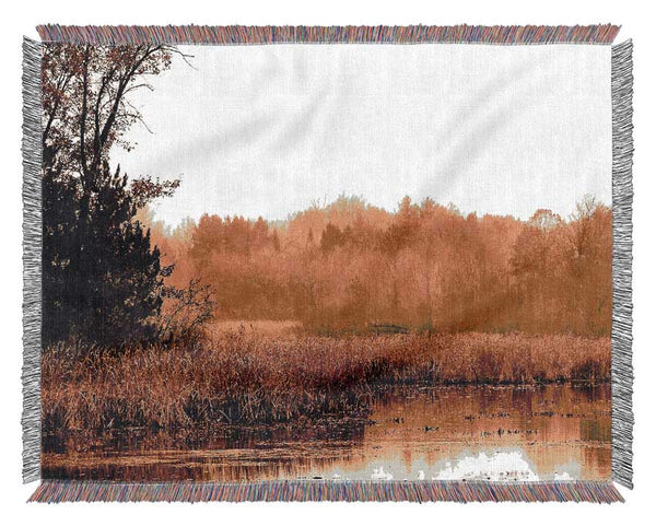 Lake In The Morning Sun Woven Blanket