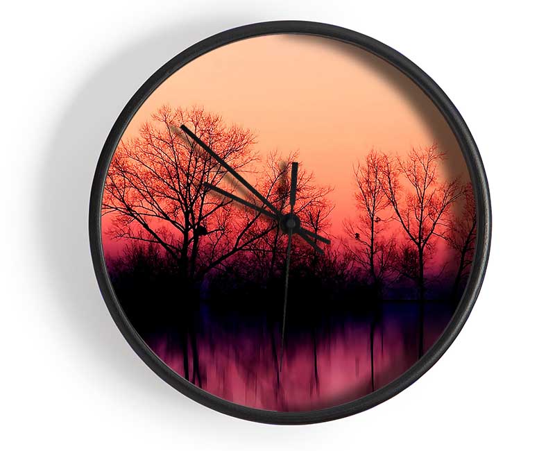 Trees At Dusk Clock - Wallart-Direct UK