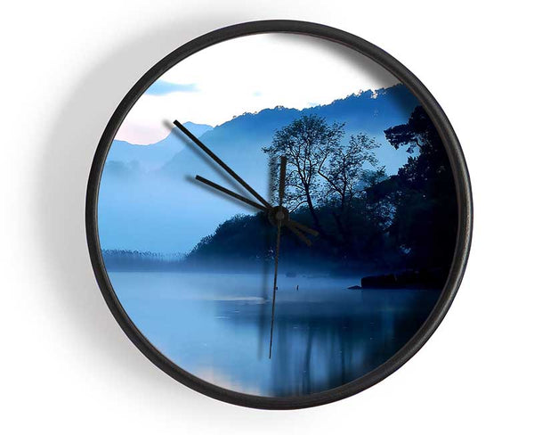 Early Morning Blue Lake Clock - Wallart-Direct UK