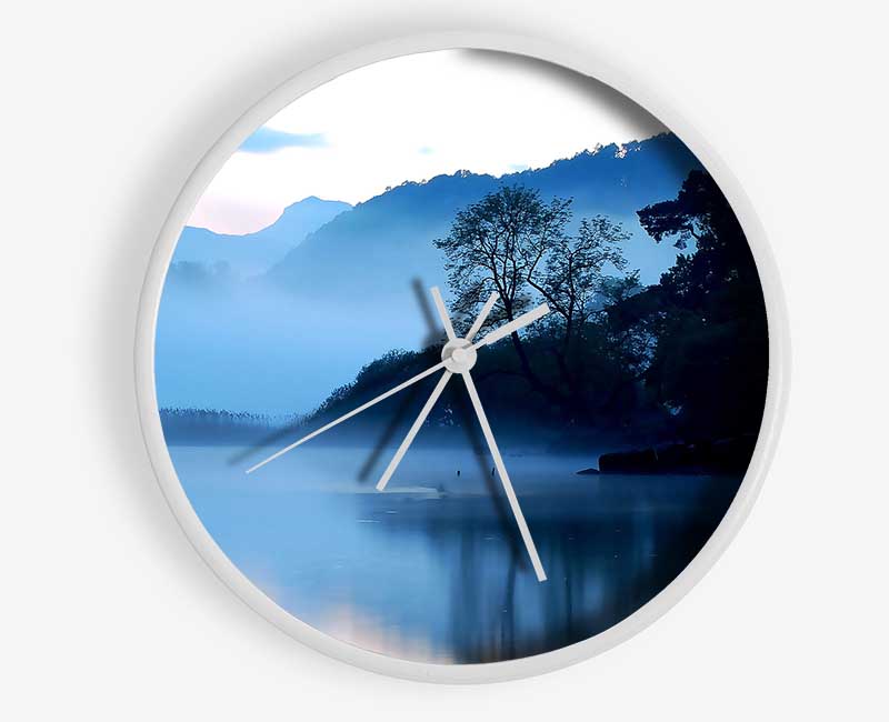 Early Morning Blue Lake Clock - Wallart-Direct UK