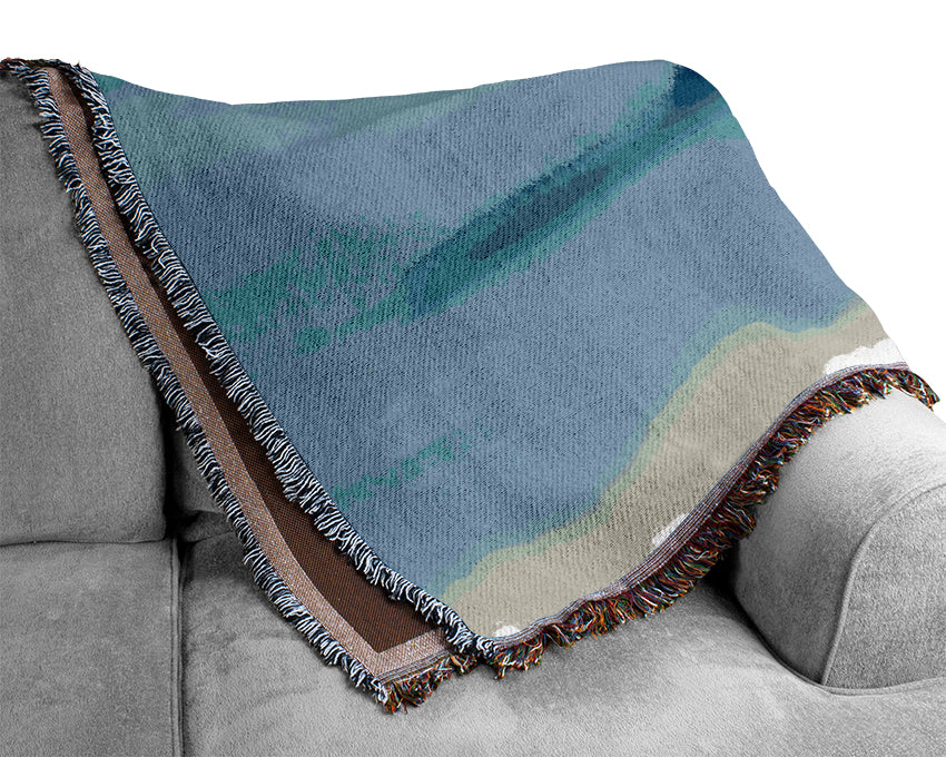 Early Morning Blue Lake Woven Blanket