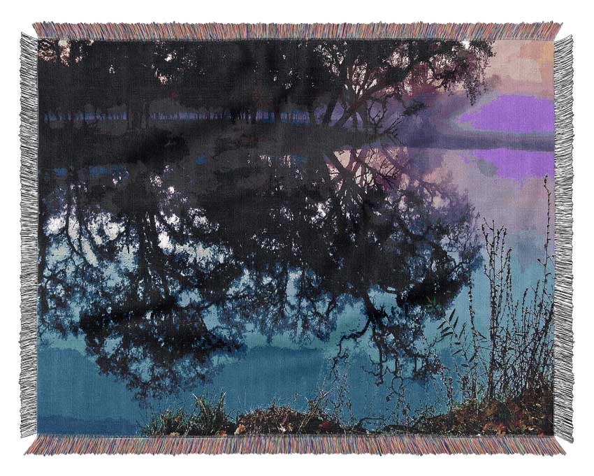 Mystic Reflections On The Lake Woven Blanket