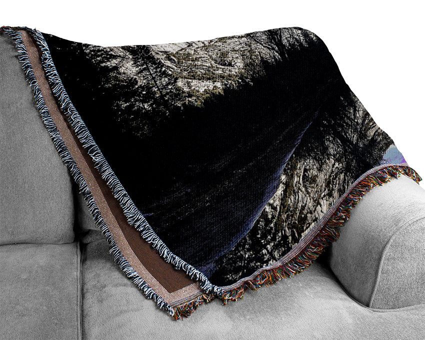 Mountain Lake Reflections Woven Blanket