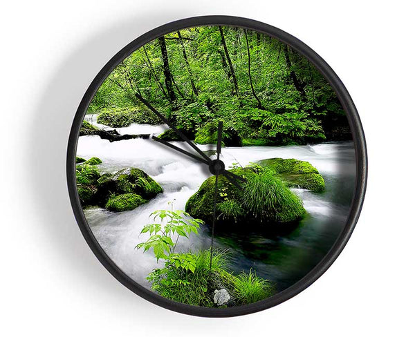 Green Forest Stream Clock - Wallart-Direct UK