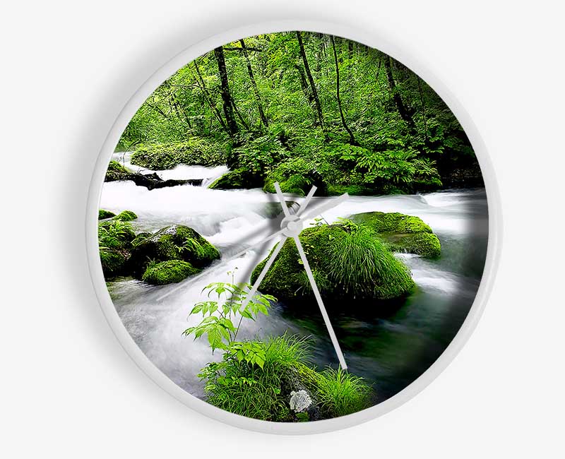 Green Forest Stream Clock - Wallart-Direct UK