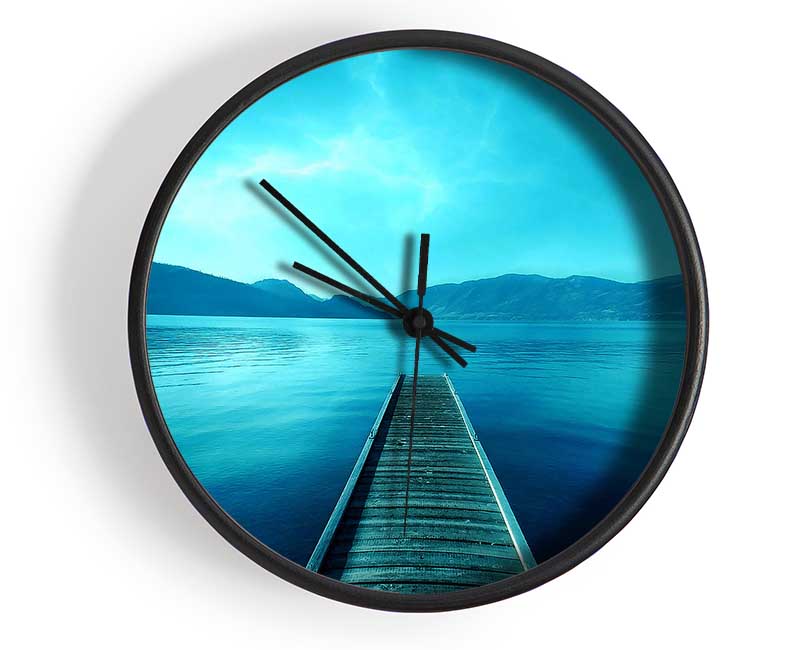 Blue Lake Dock Clock - Wallart-Direct UK