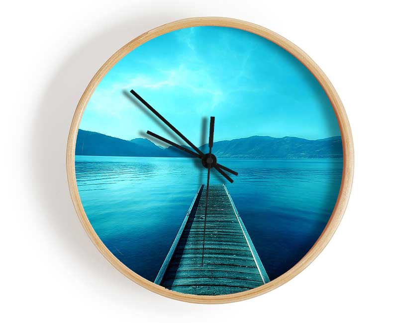 Blue Lake Dock Clock - Wallart-Direct UK