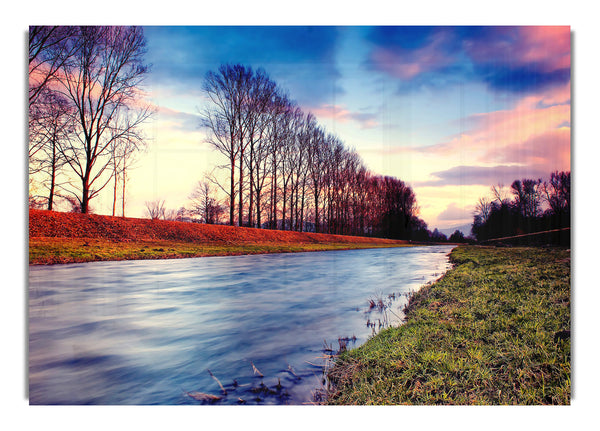 Countryside Stream At Sunset