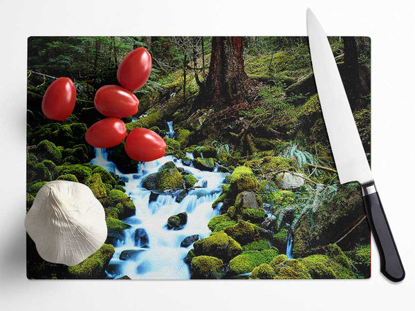 Forest Stream Movement Glass Chopping Board