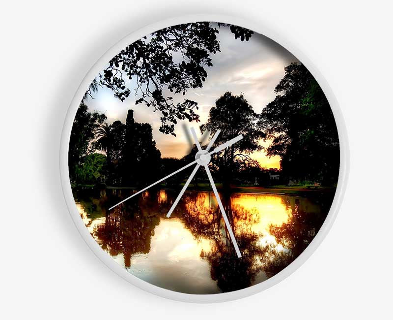 Sunset Reflection On Water Clock - Wallart-Direct UK