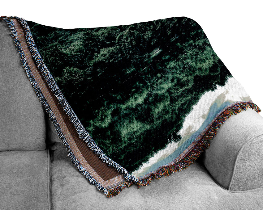 Forest Lake Reflection Woven Blanket