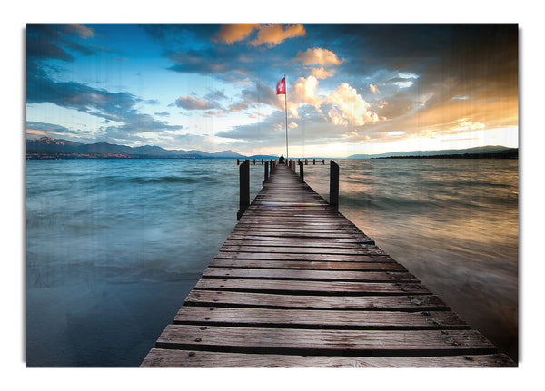 Lake Pontoon At Dusk