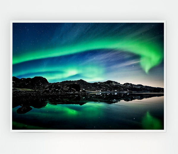 Aurora Green Skies Print Poster Wall Art