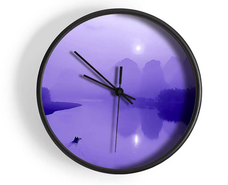 Purple Paradise Lake Clock - Wallart-Direct UK