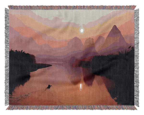 Peach Paradise Lake Woven Blanket