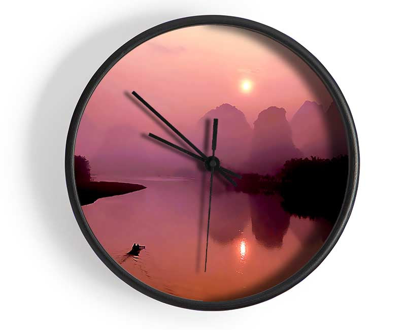 Peach Paradise Lake Clock - Wallart-Direct UK