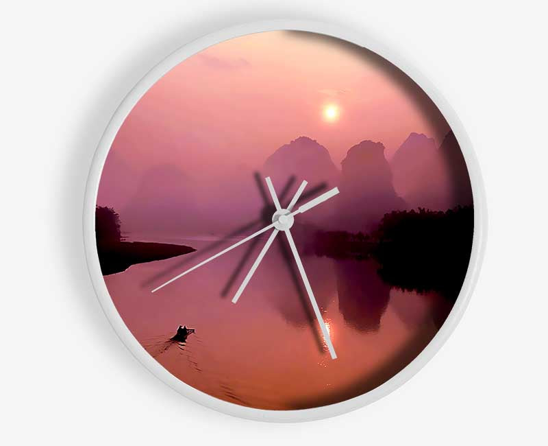 Peach Paradise Lake Clock - Wallart-Direct UK