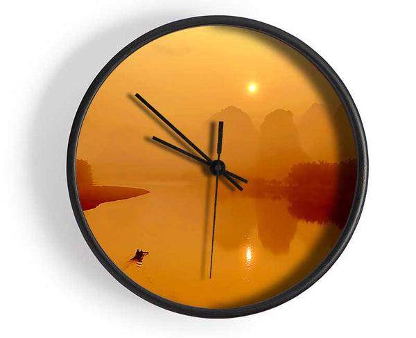 Golden Paradise Lake Clock - Wallart-Direct UK