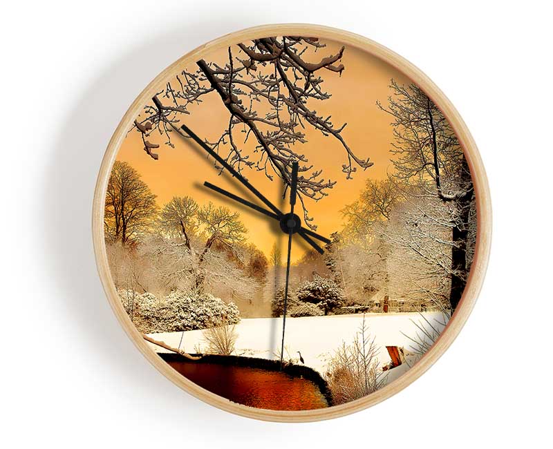 Winter Lake Paradise Clock - Wallart-Direct UK