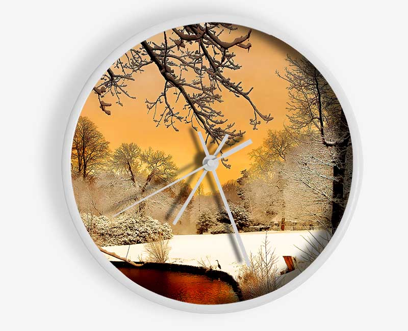 Winter Lake Paradise Clock - Wallart-Direct UK