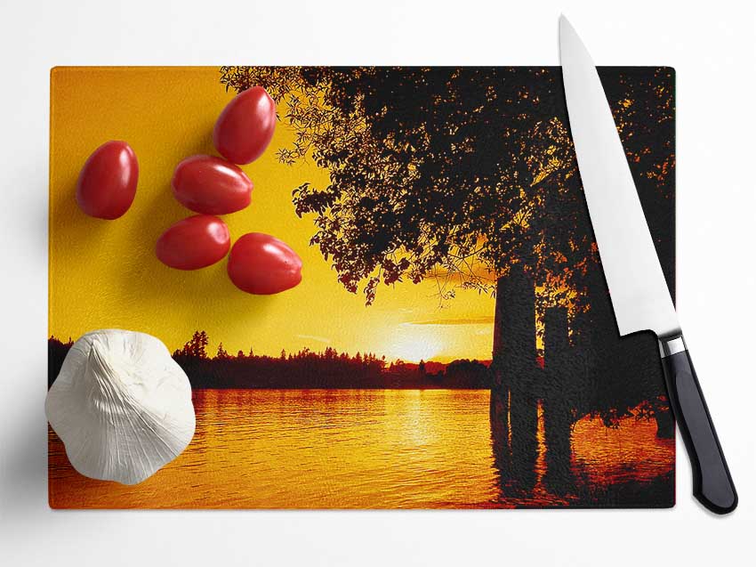 Peaceful River Calm Glass Chopping Board