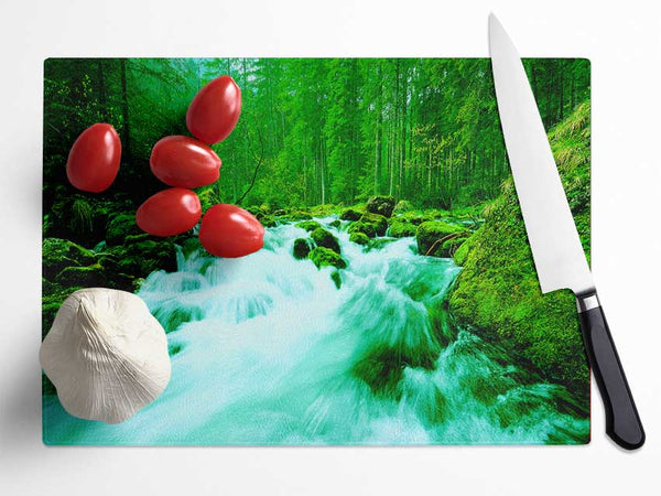 The Green Woodland River Glass Chopping Board