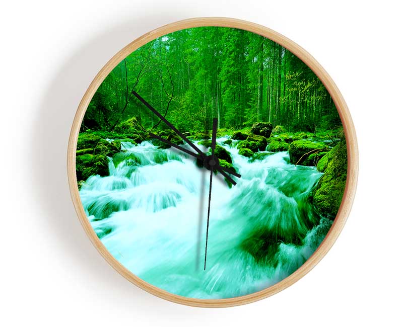 The Green Woodland River Clock - Wallart-Direct UK