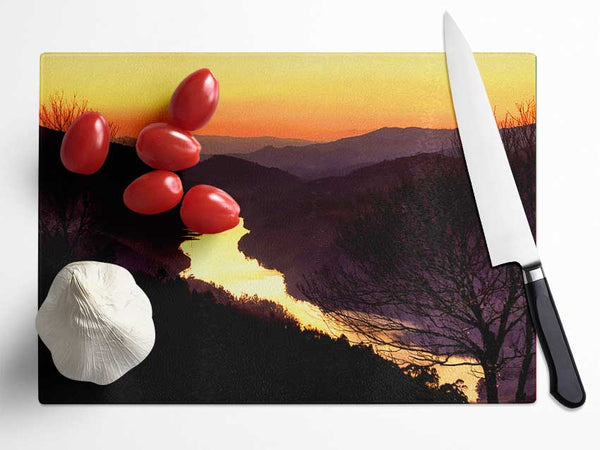 The Mountain River Glass Chopping Board