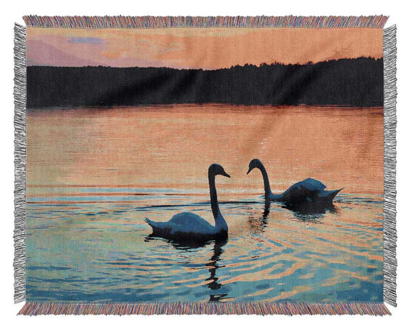 Lake Swans Woven Blanket