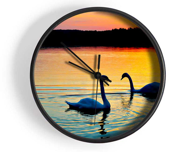 Lake Swans Clock - Wallart-Direct UK