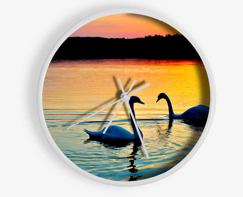 Lake Swans Clock - Wallart-Direct UK