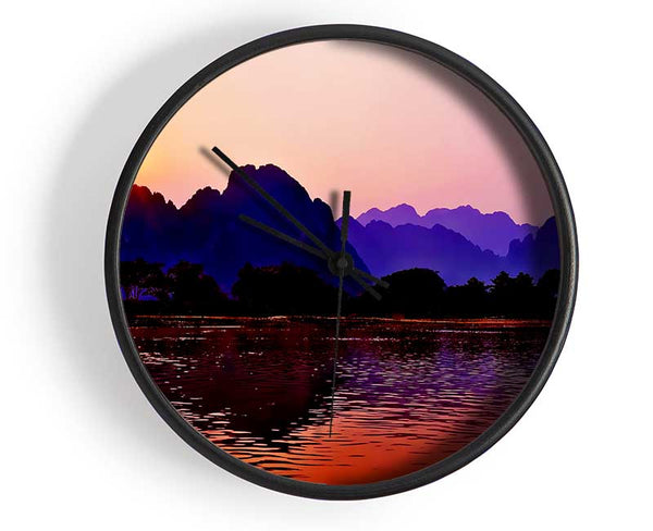 Purple Mountains At Sunrise Clock - Wallart-Direct UK